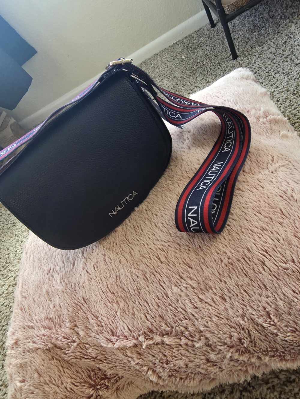 Nautica Black Crossbody Bag with Branded Webbed Strap